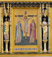 Central panel of reredos behind altar in St Mary's Church