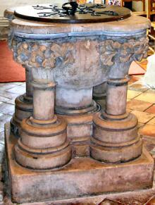 The Font, just inside the South Door of St Marys Eaton Bray