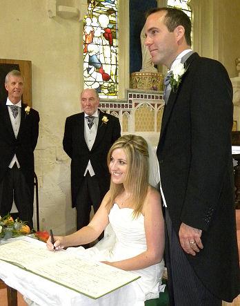 Weddings at St Mary's Eaton Bray: Signing the Register