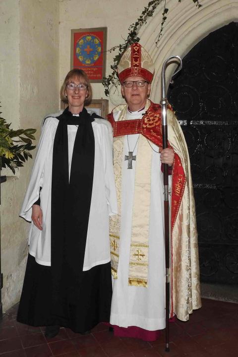 Joy Cousans with the Bishop of St Albans