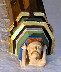 Close up of roof corbel of St Marys Eaton Bray